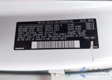 2016 Volvo Xc90 T6 Momentum из США, поврежденный, VIN YV4A22PK0G1013284